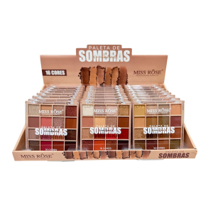 PALETA DE SOMBRA 16 CORES MISS ROSE CX 24 PÇS