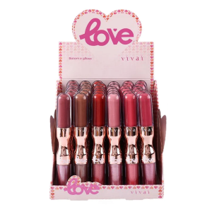 BATOM E GLOSS LOVE VIVAI CX 36 PÇS