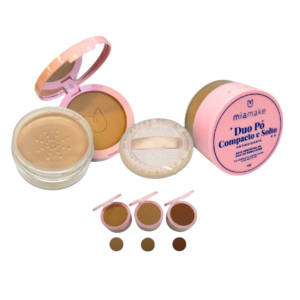 3 UNDS DUO PÓ COMPACTO E SOLTO ANTIOXIDANTE MIA MAKE