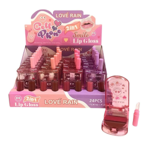 LIP GLOSS 2 EM 1 TELEFONE SMILE LOVE RAIN CX 24 PÇS