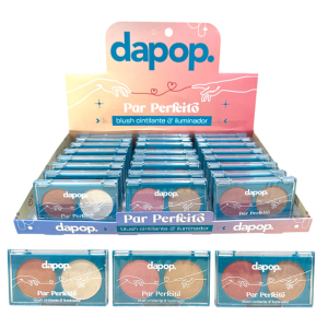 PALETA PAR PERFEITO BLUSH CINTILANTE E ILUMINADOR DAPOP CX 24 PÇS