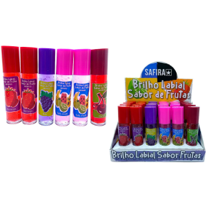 BRILHO LABIAL SABOR FRUTAS SAFIRA CX 24 PÇS